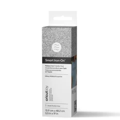 Cricut Joy Smart Iron On, sølvfarvet glitter tekstil-vinyl på rulle, 13,9×48,2 cm