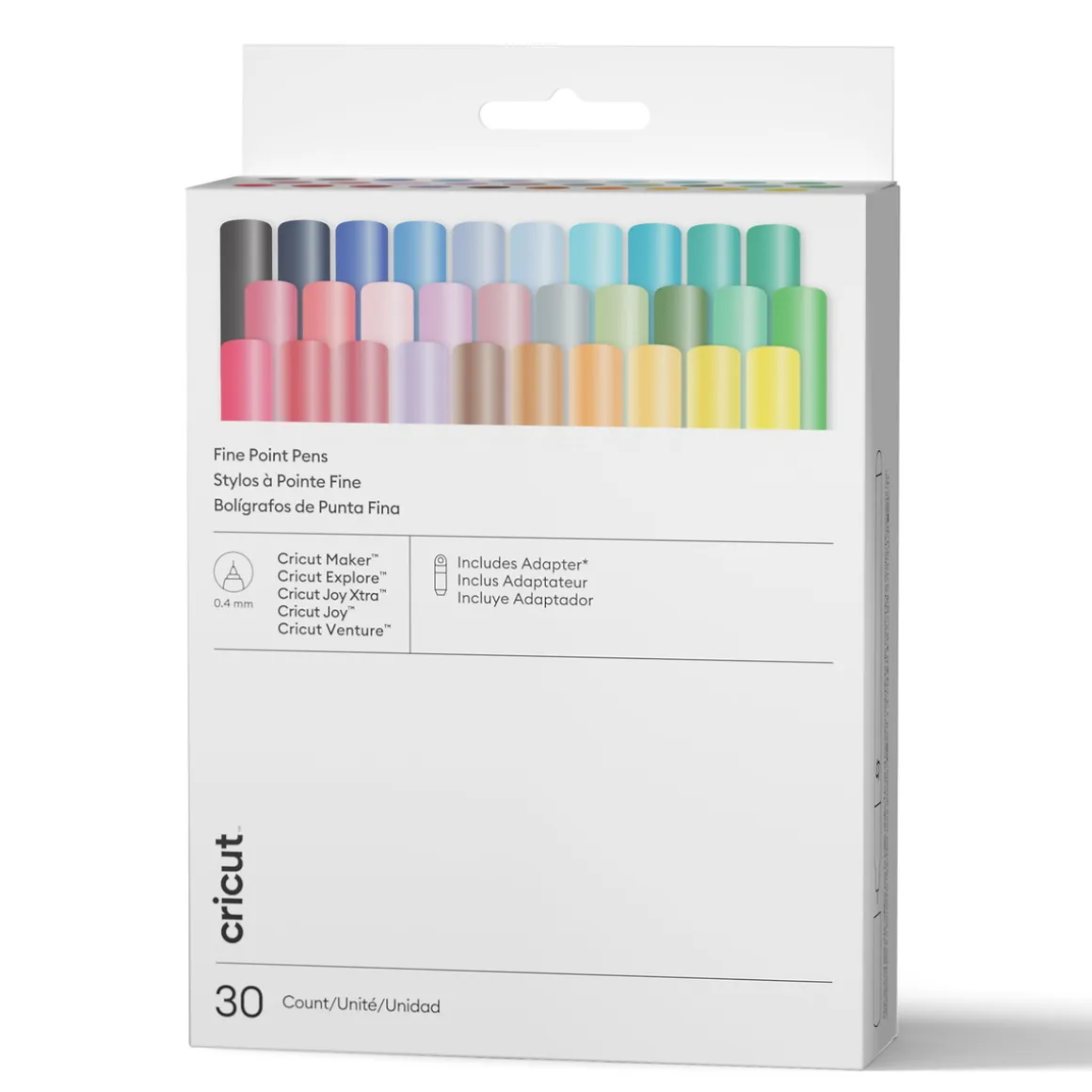 Cricut Pen Set 30 inkl. adapter – 0,4 mm penne beregnet til papir, vinyl, klistermærkepapir osv.