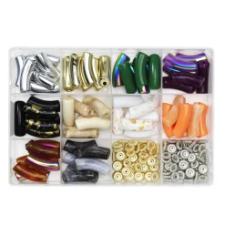 Curved bamboo beads classic 60 rørperler 35x10 mm og 100 spacers Ø:10mm