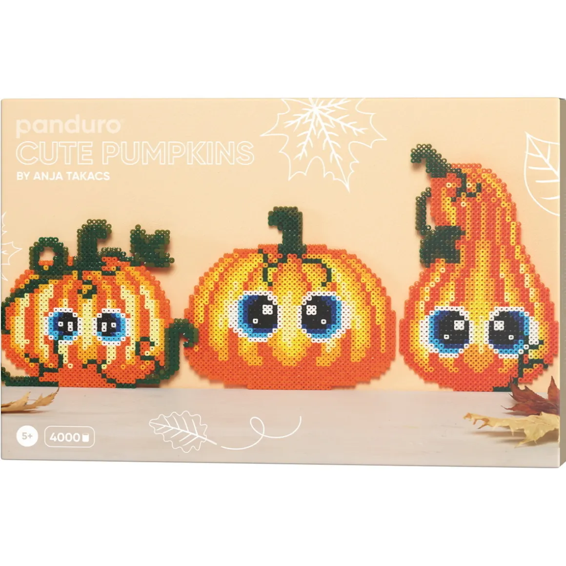 Cute Pumpkins by Anja Takacs, lav 3 søde græskar i perler til halloween, H 18-25,5 cm