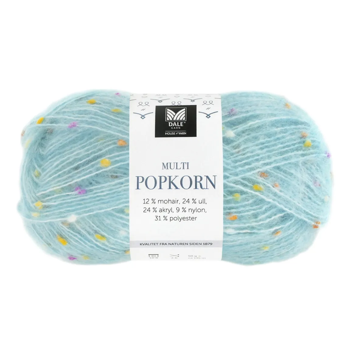 Dale Multi Popkorn fra House of Yarn, 50 g lys turkis – alsidigt effektgarn