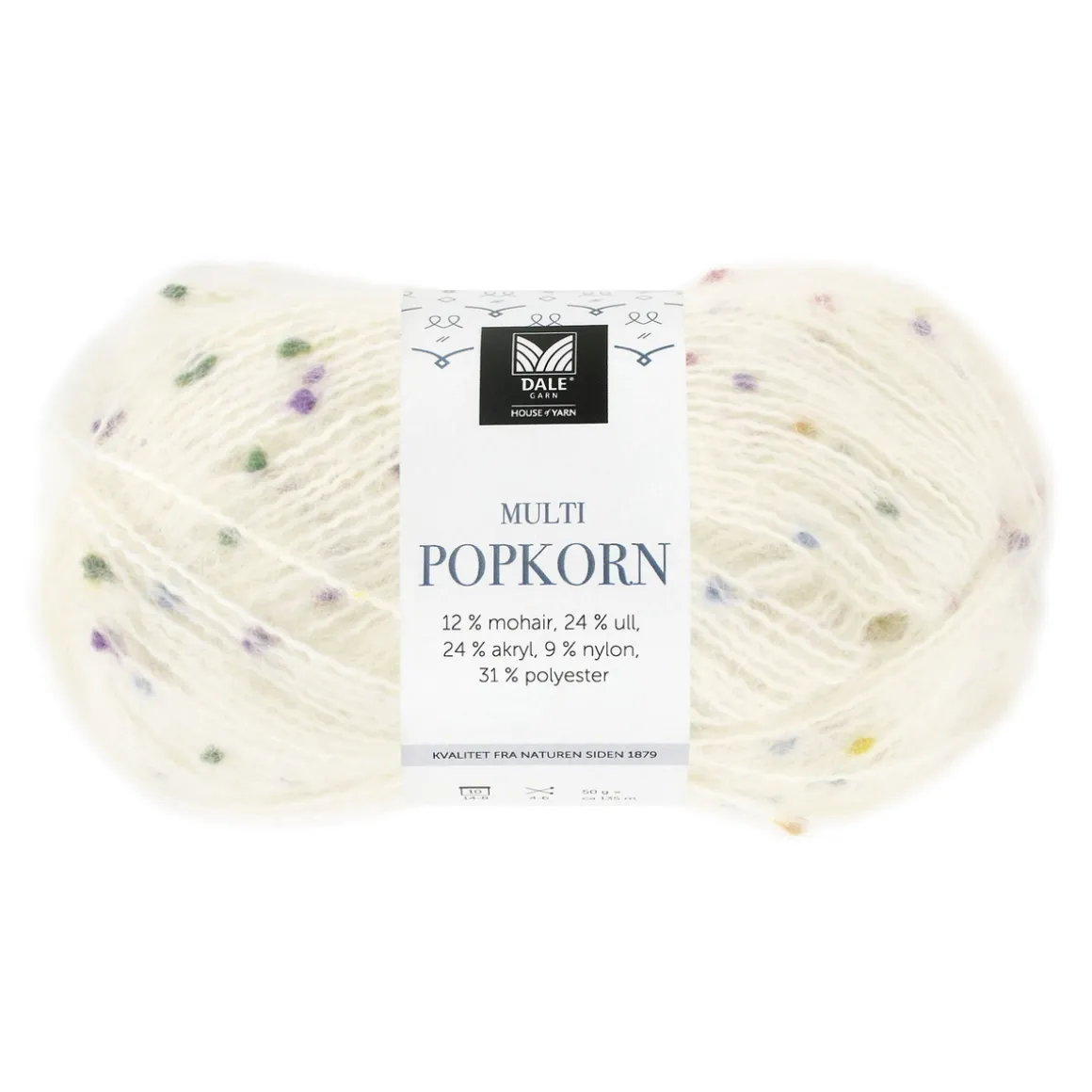 Dale Multi Popkorn fra House of Yarn, 50 g hvid – alsidigt effektgarn