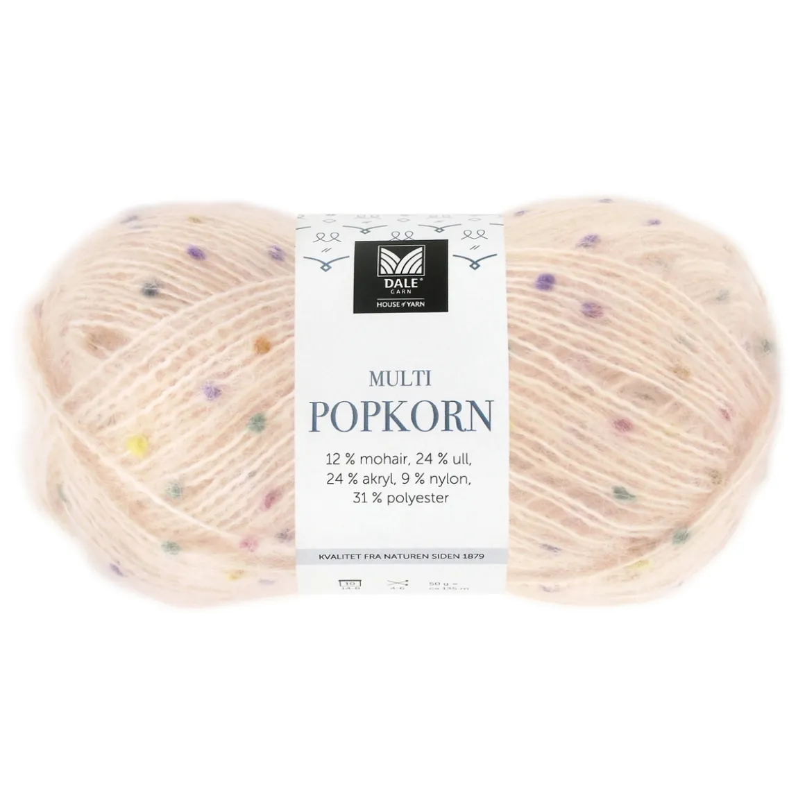 Dale Multi Popkorn fra House of Yarn, 50 g pudderrosa – alsidigt effektgarn