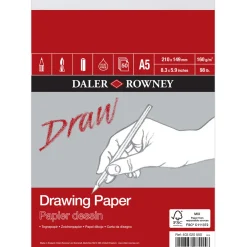 Daler-Rowney Drawing Paper tegneblok A5 (148×210 mm), 50 ark, 160 g/m²