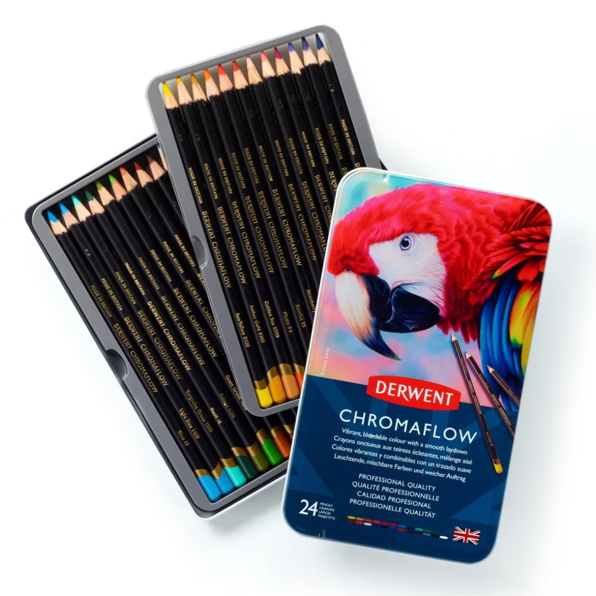 Derwent Chromaflow farveblyanter 24 stk. i praktisk metaletui