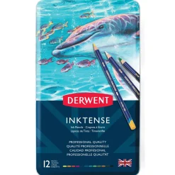 Derwent Inktense 12 akvarelblyanter i metalæske