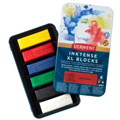 Derwent Inktense XL Blocks 6 – akvarelkridt i stort format, 60×20×20 mm stk.