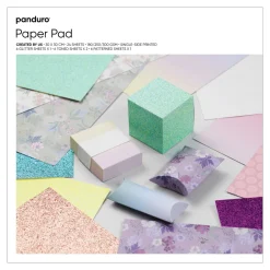 Designblok med 24 glitrende, mønstrede og tonede ark, 30×30 cm, 180-300 g/m²