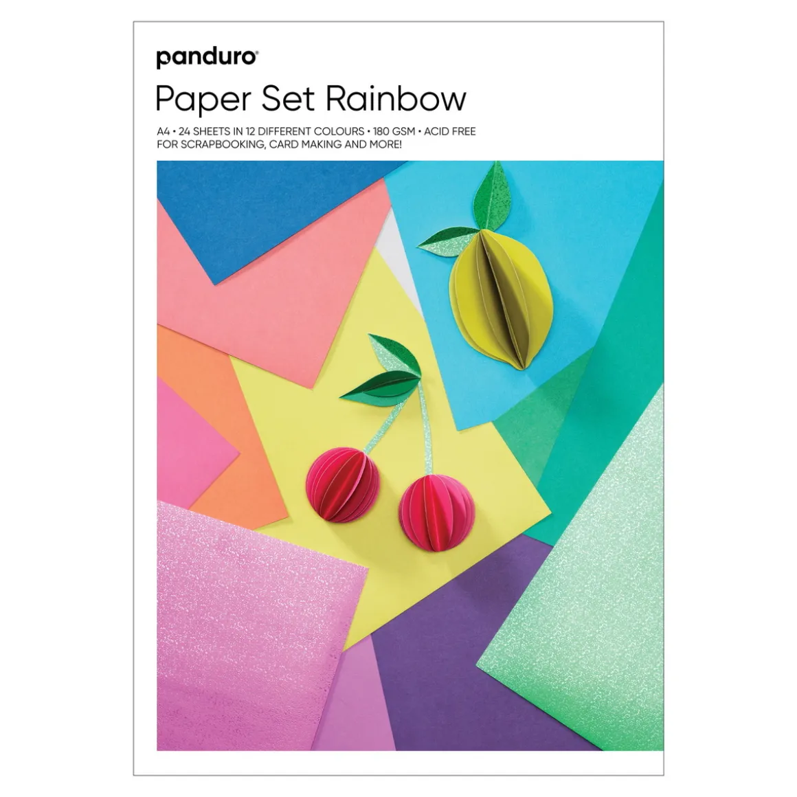 Designblok Rainbow A4, 24 ark, hvoraf 4 med metallictryk, 180 g/m²