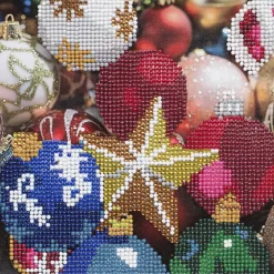 Diamond Painting julekugler 20×20 cm væv + perler, silikone og pincet
