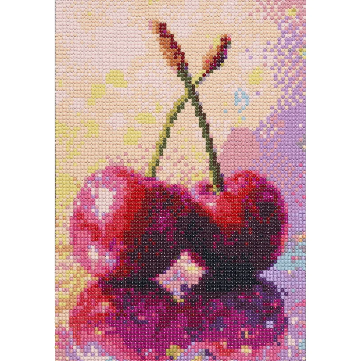 Diamond Painting kirsebær, 20×30 cm væv + perler, silikone og pincet