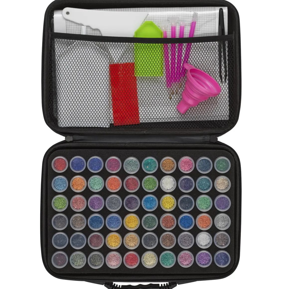 Diamond painting – kit med 60 dåser diamanter i forskellige farver, værktøj og lærred