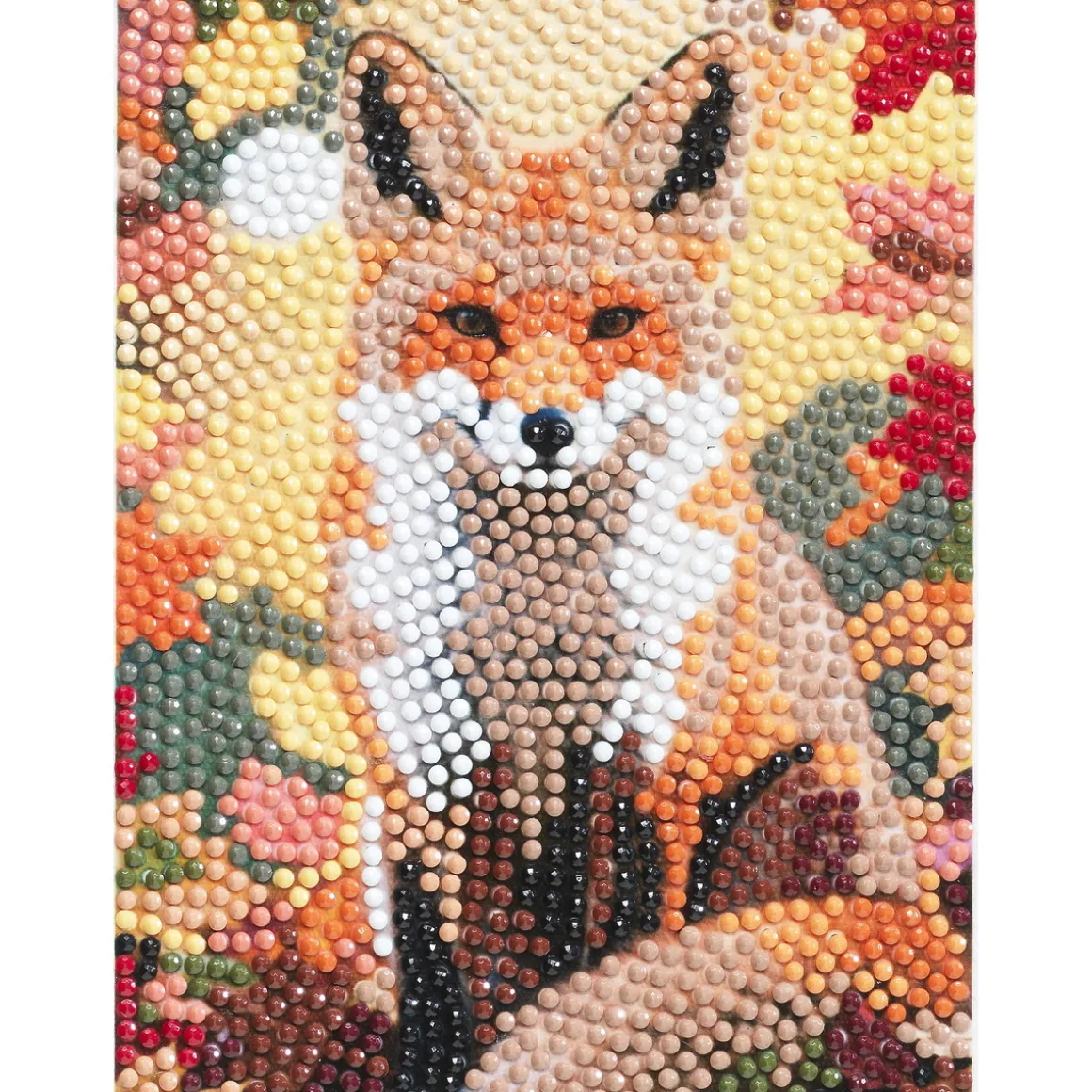 Diamond Painting ræv, 12×16 cm lærred + perler, silikone og pincet