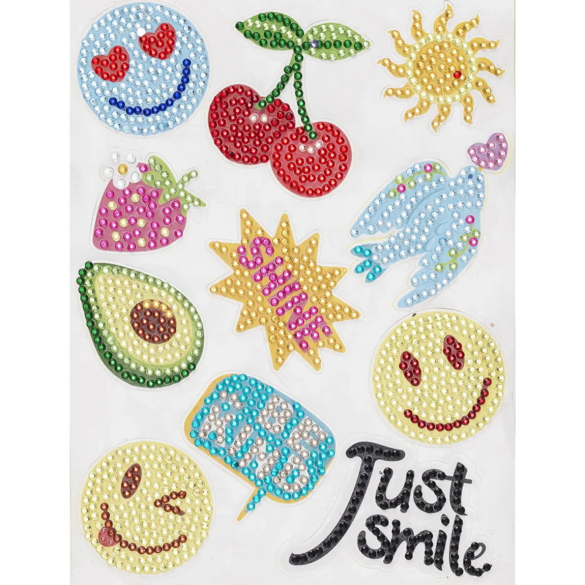 Diamond Painting Stickers, skab 11 sjove klistermærker med smileys m.m.