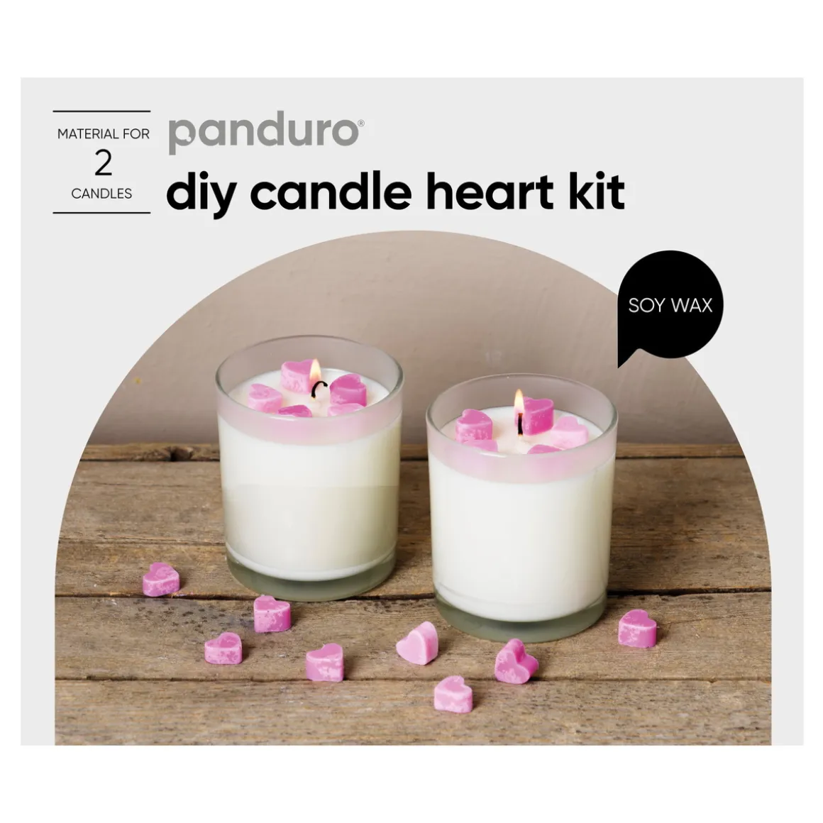 DIY-kit candle heart – støb 2 smukke lys af sojavoks med små hjerter