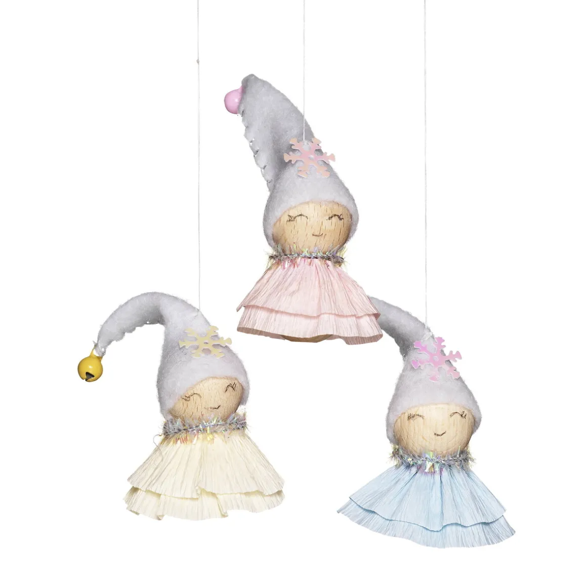 DIY-kit Dancing Xmas Gnomes, julepynt med 6 dansende nisser. Længde 9 cm.