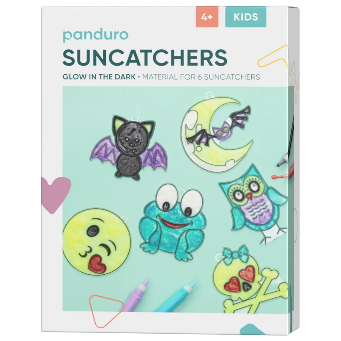 DIY-kit Glow In The Dark Suncatchers. Mal selvlysende solfangere med vinduesfarve.
