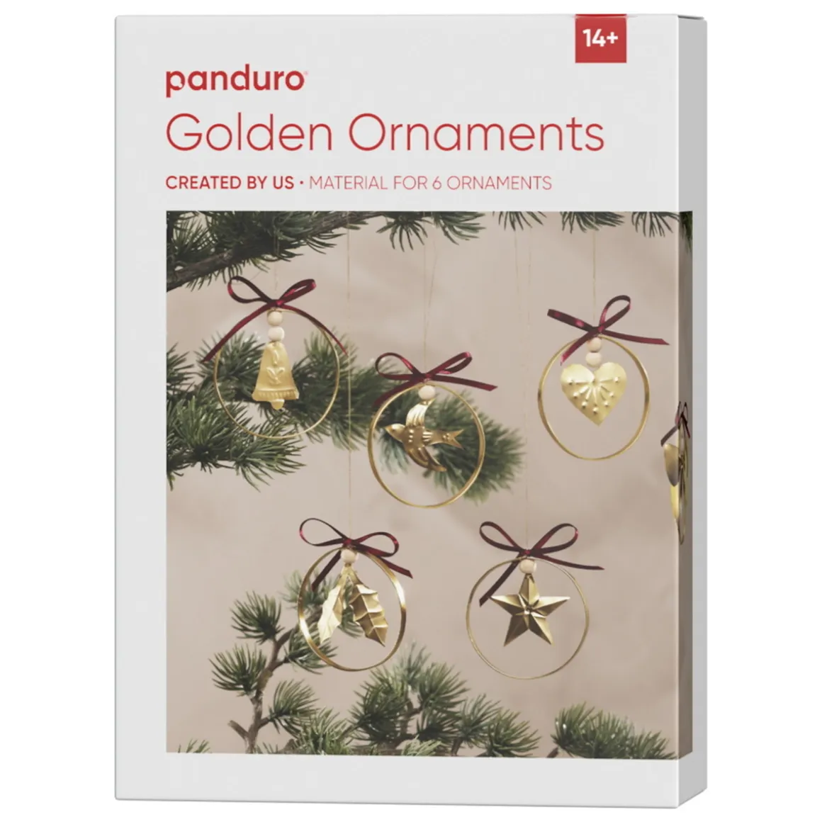 DIY-Kit Golden Ornaments, lav 6 guldglitrende stykker juletræspynt af metal