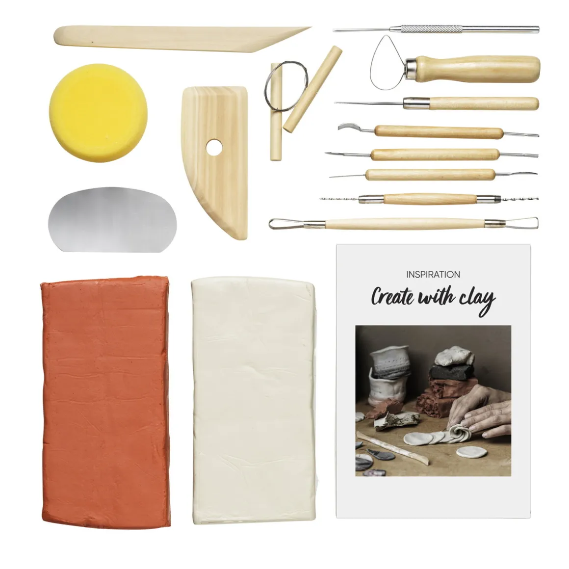 DIY-kit hobby clay – 2 kg hobbyler og masser af praktisk værktøj
