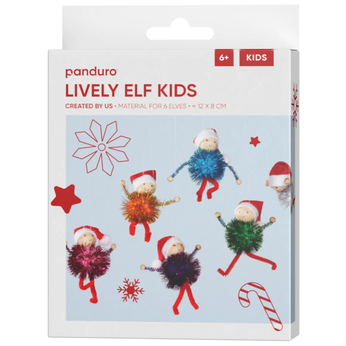 DIY-kit Lively Elf Kids – lav julens mest glitrende søskendeflok - 6 figurer. L. 10–12 cm