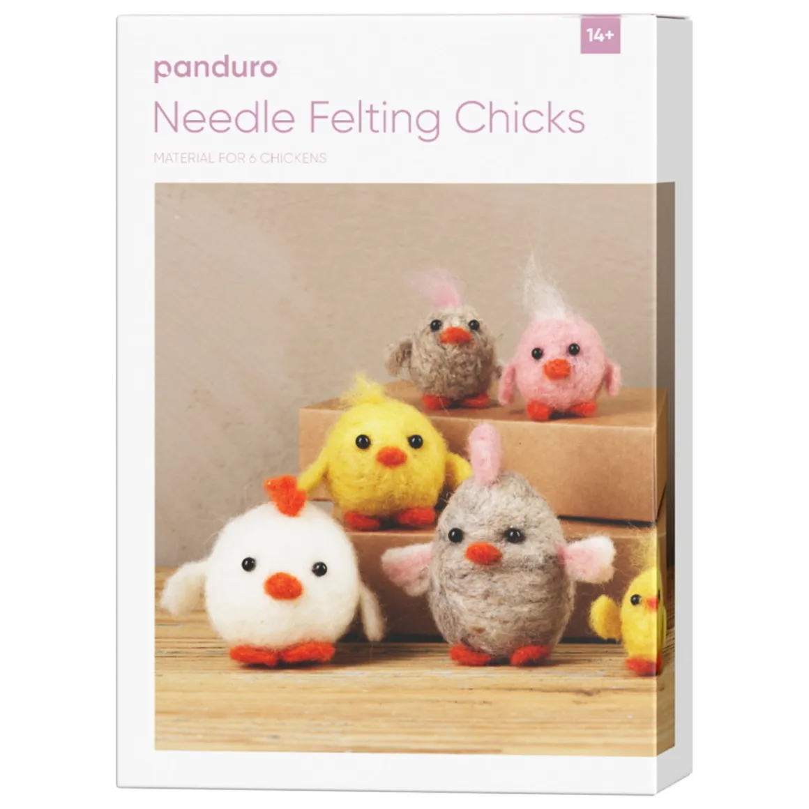 DIY-kit Needle Felting Chicks, lav 6 påskekyllinger med nålefiltning!