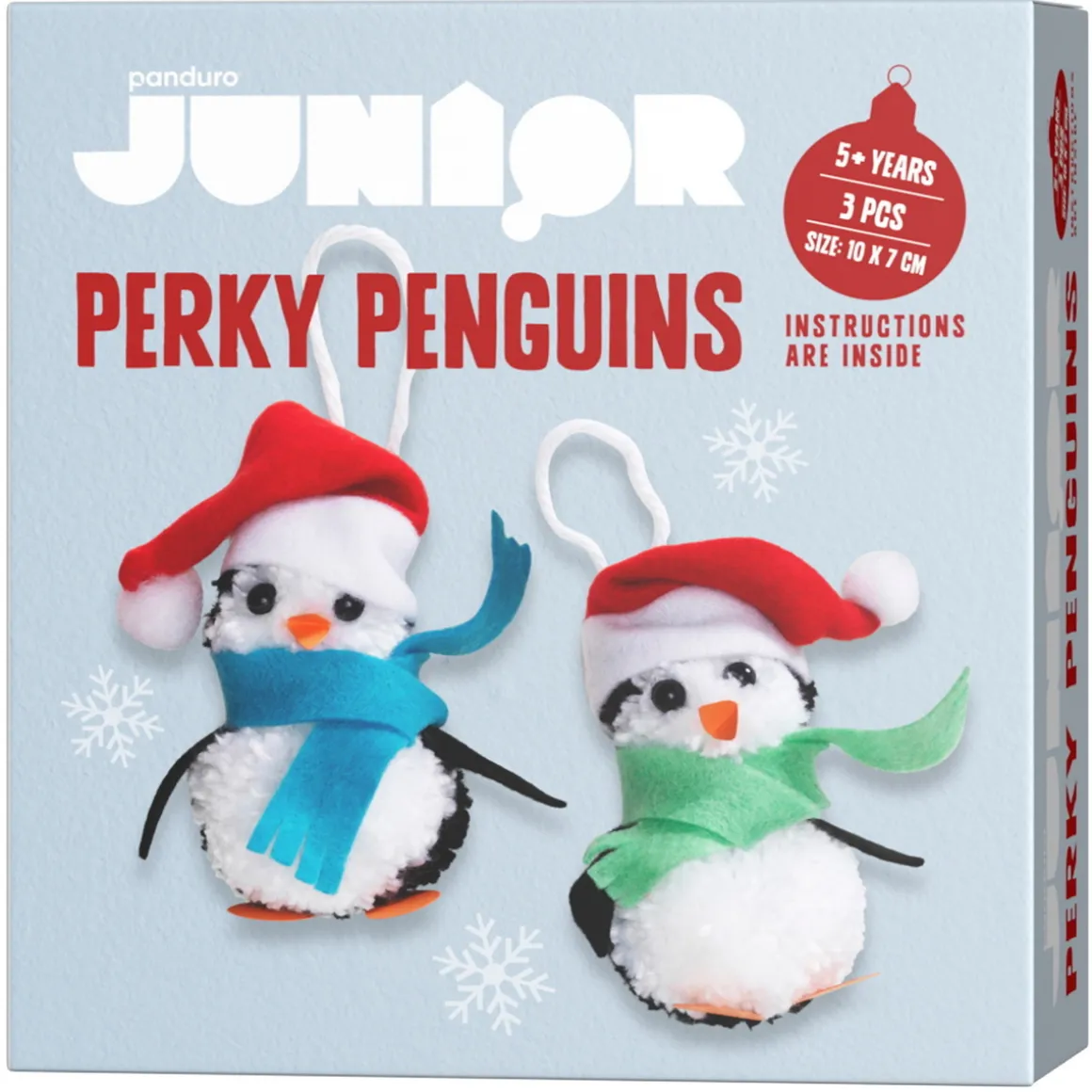 DIY-kit Perky Penguins – lav 3 søde pingviner med nissehuer! L. 10 cm
