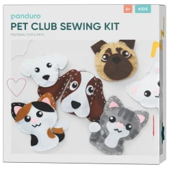 DIY-kit Pet Club – sy 6 stk. kawaii-katte og søde hunde af filt!