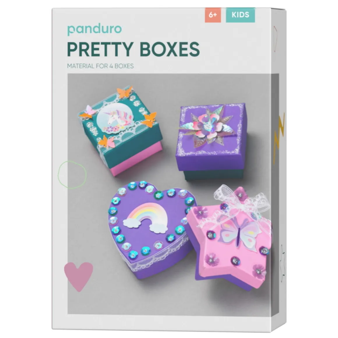 DIY-kit Pretty boxes – mal og dekorer flotte små æsker!