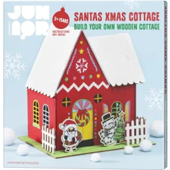 DIY-Kit Santas Xmas Cottage – byg, mal og dekorer nissens fine hytte, 16×11×20 cm