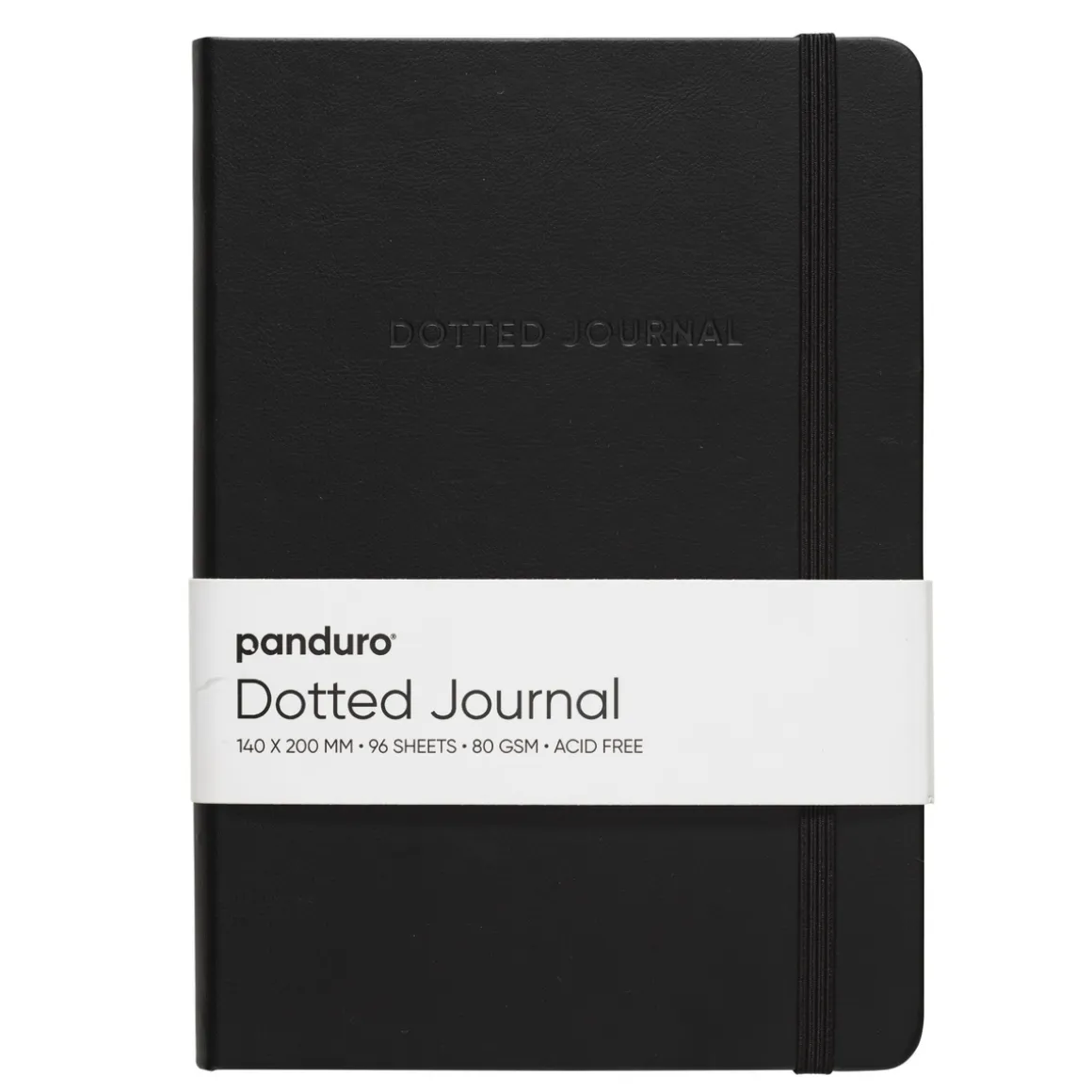 Dotted Journal 140×200 mm, sort omslag af kunstlæder, 96 prikkede ark, 80 g/m²