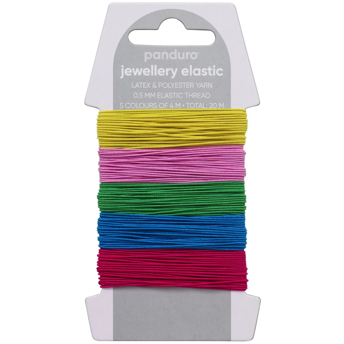 Elastisk smykketråd Ø0,5 mm happy mix – 5×4 meter i friske basisfarver