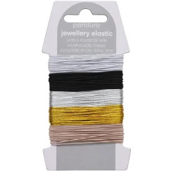 Elastisk smykketråd Ø0,5 mm soft mix – 5×4 meter, heraf 2 i metallicfarve