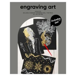 Engraving art Enchanting Gold – scratch art med 3 stk. A4-ark, gyldne motiver