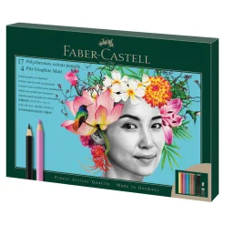 Faber-Castell Polychromos & Pitt Graphite Set, 17 farveblyanter + 4 grafitblyanter