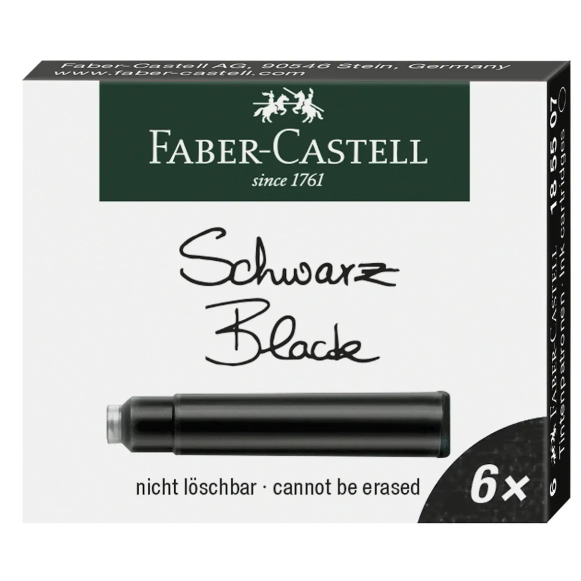Faber-Castell refill til fyldepenne, 6-pak, sort blæk