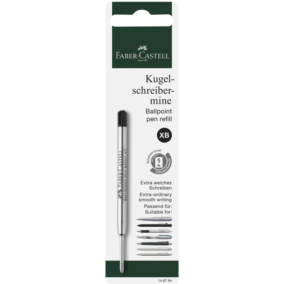 Faber-Castell refill til kuglepenne XB, sort blæk