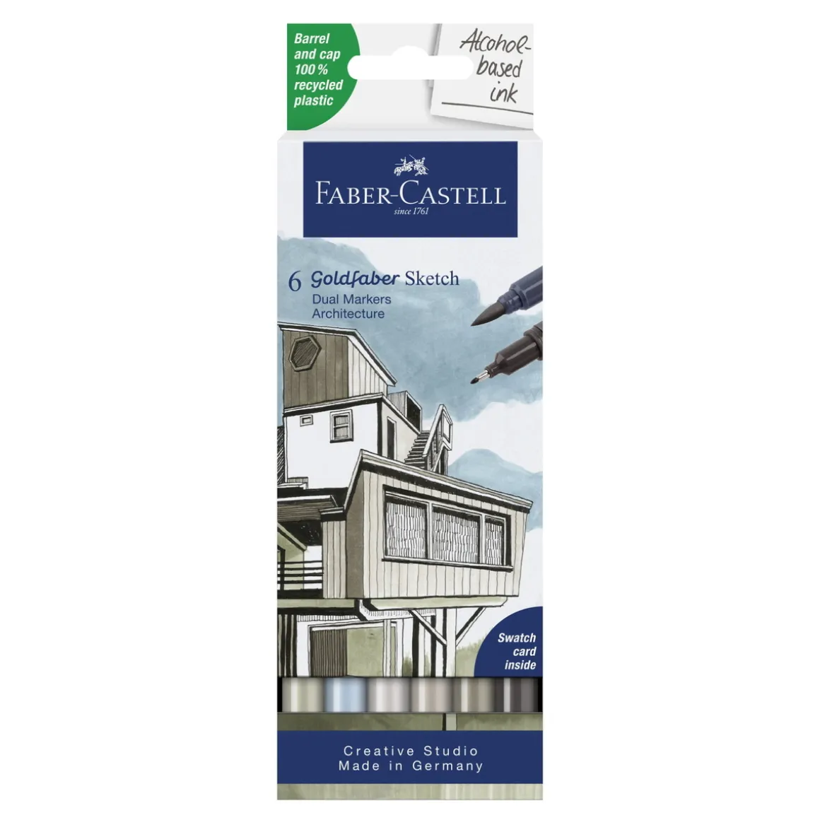 Faber-Castell Sketch Marker Architect, 6 tuschpenne med dobbeltspids
