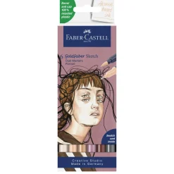 Faber-Castell Sketch Marker Portrait, 6 tuschpenne med dobbeltspids