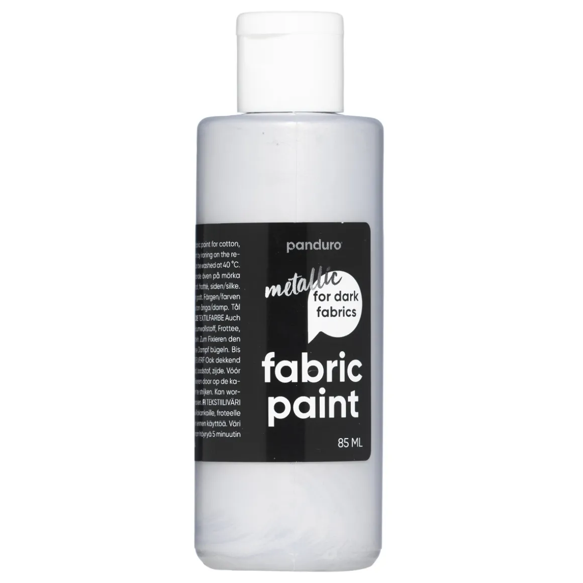 Fabric Paint 85 ml – sølvmetallic, dækkende tekstilfarve til mørkt stof