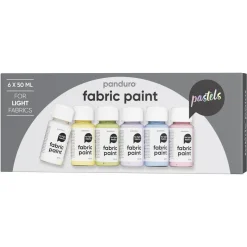 Fabric Paint set 6×50 ml, tekstilfarver i pastelfarver til lyst stof
