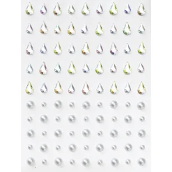 Face Jewels Raindrops – 90 dråbeformede og runde ansigtssmykker