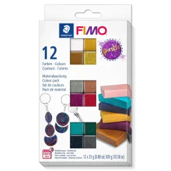 Fimo Effect Sparkle 12×25 gram – metallic, glitter og glitrende lertyper