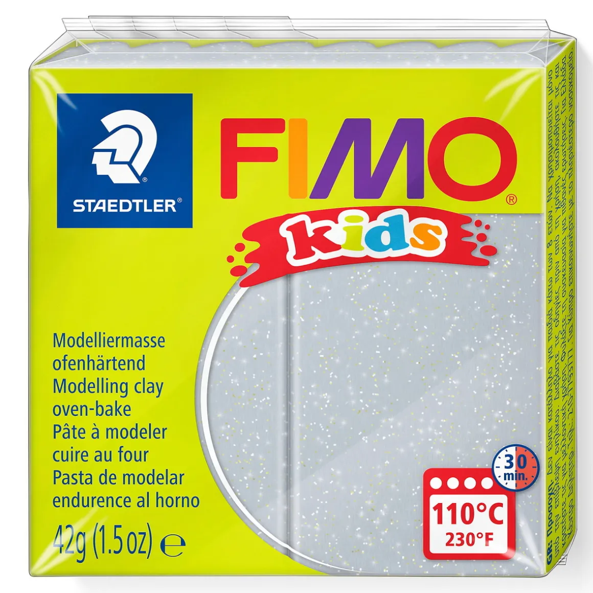 Fimo Kids sølv med glitter 42g