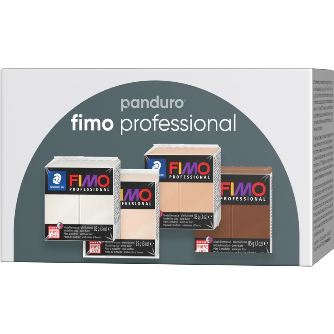 Fimo Professional 4×85 gram Fimo-ler – porcelæn, beige, sand og brun