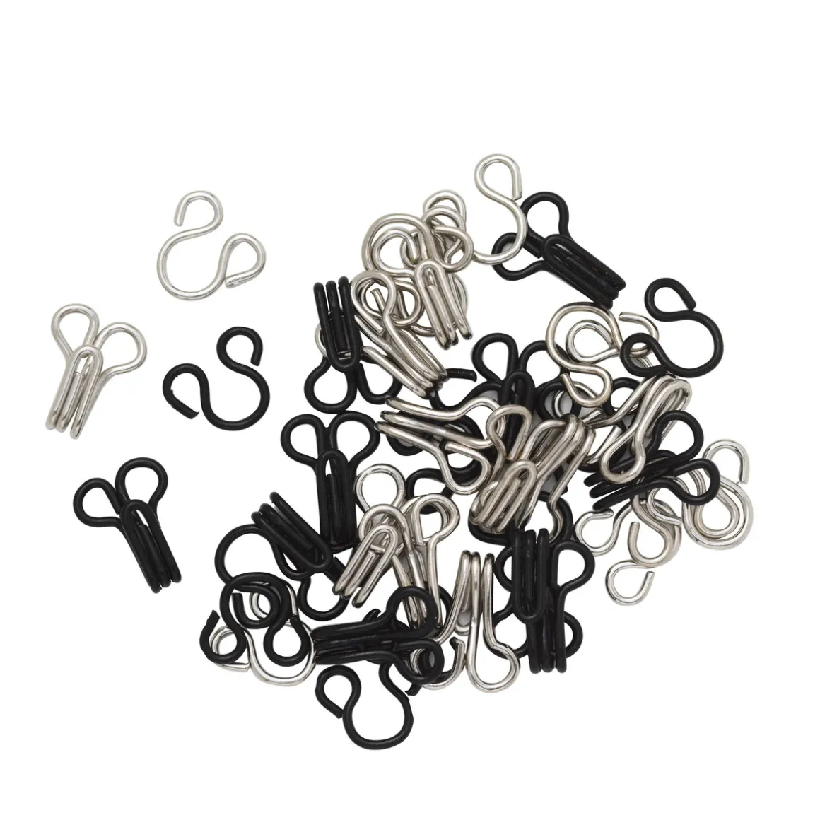 Fjederhægter af metal, 12 mm, 20 par, 10 sorte og 10 sølvfarvede