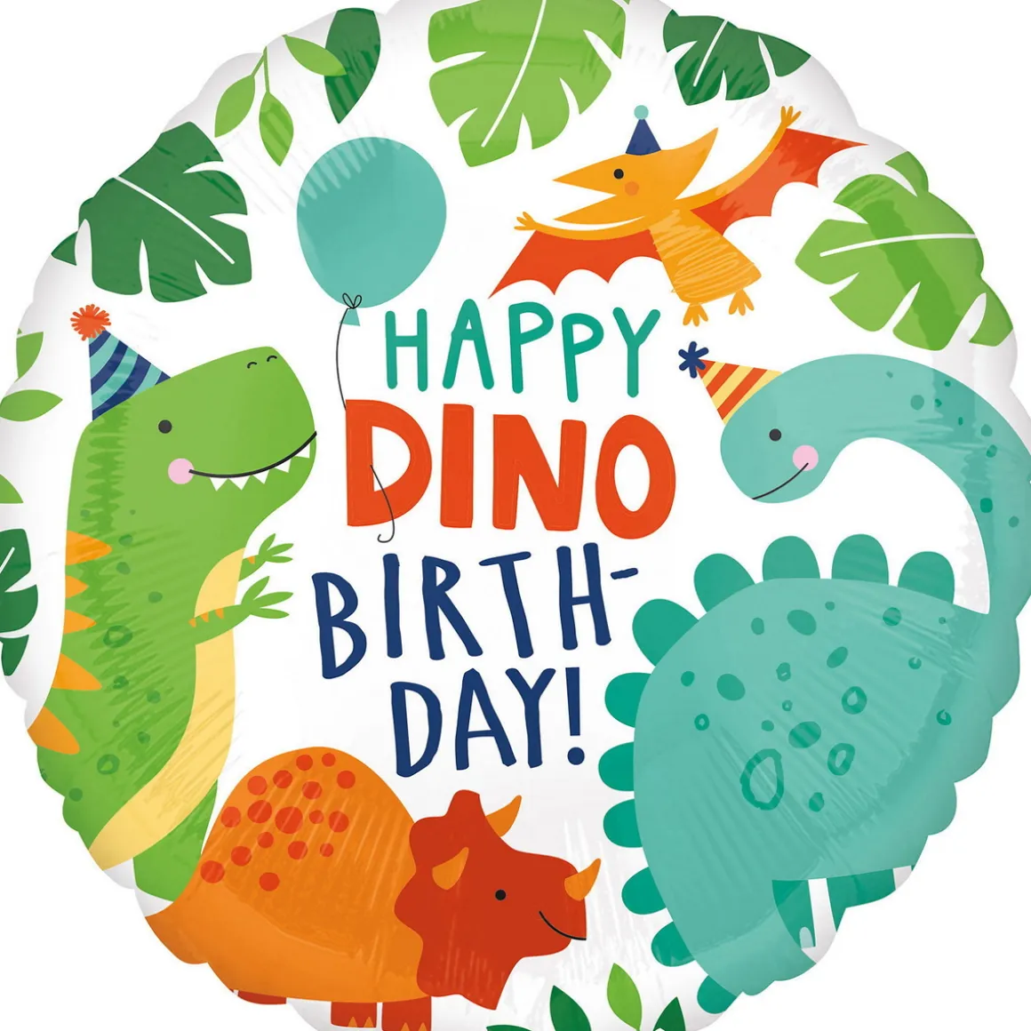 Folieballon Ø45 cm – dinosaurerne ønsker Happy dino birthday!