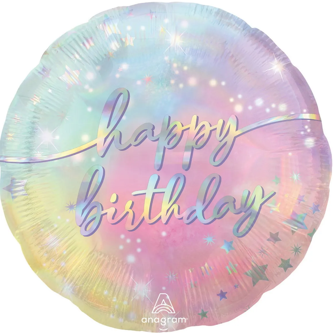 Folieballon Ø45 cm – pastelfarvet med teksten Happy Birthday