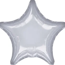 Folieballon Ø45 cm – sølvfarvet stjerne