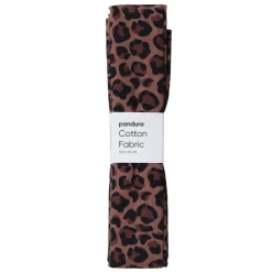 Færdigskåret stofstykke 100×70 cm – leopardmønster på brun baggrund