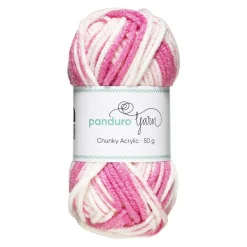 Garn Chunky Acrylic 50 g white to pink multi